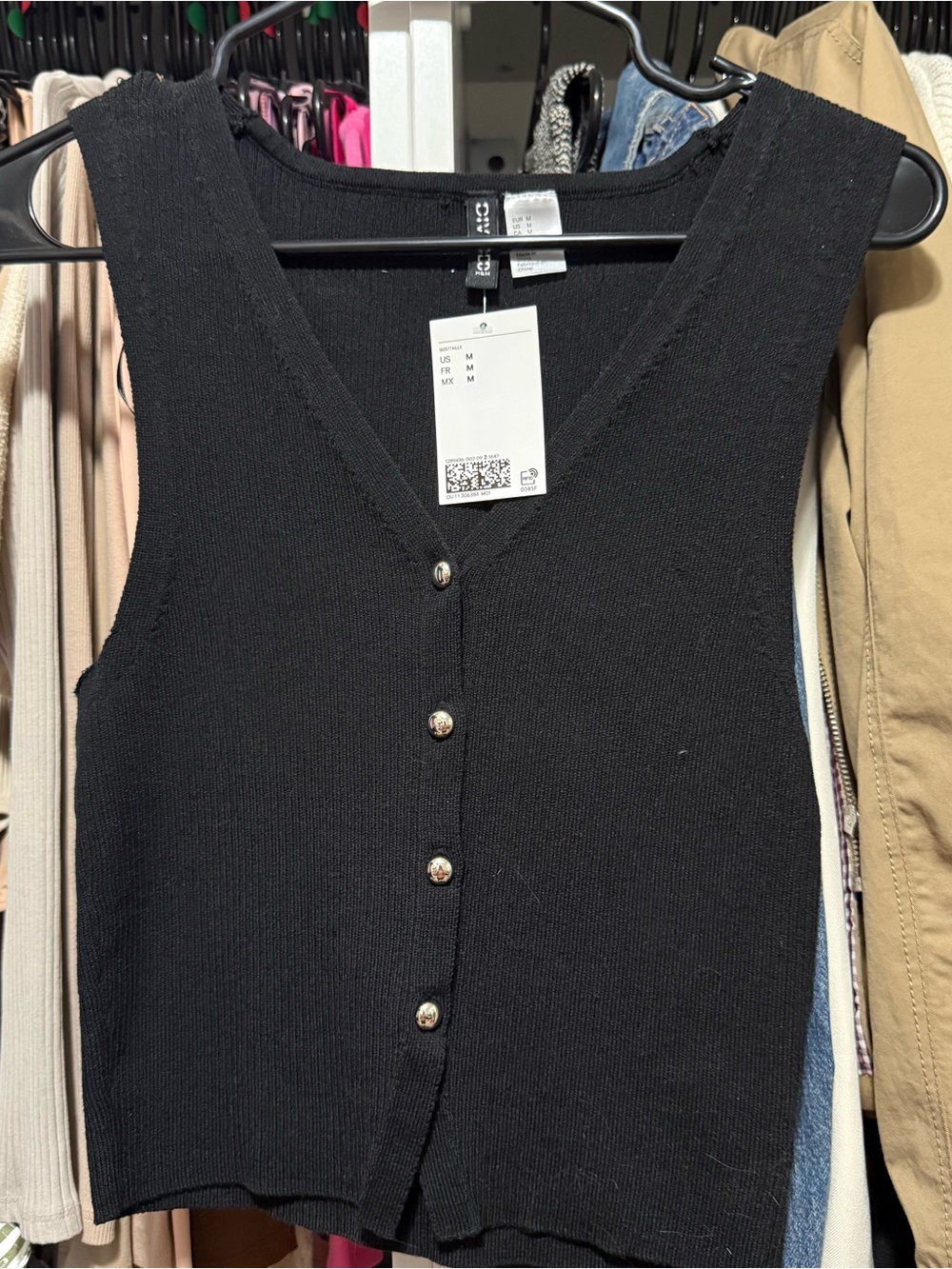 H&M Fine Knit Sleeveless Button Front Sweater Vest Size M